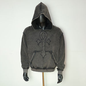 Sweat-shirts tendance 2026, vente en gros OEM, vintage, pour hommes, en polaire, écologiques, avec broderie appliquée, lavage à l'acide, lourds, délavés - Product Image 1