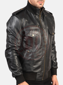Nouvelle veste en cuir d'hiver pour homme en cuir de mouton véritable nubuck avec logo sur le devant, respirante et chauffante, style moto - Product Image 5