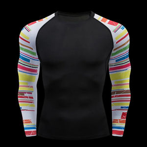 T-shirt d'entraînement de compression à manches longues pour hommes, vêtements de sport à séchage rapide, couche de base pour la course à pied - Product Image 1