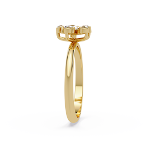 Classic 14K Yellow Gold Pear Cut Lab grown Petal Diamond Floral Engagement <b>Ring</b> Minimalist Wedding Band Fine Jewelry for women's - Product Image 4