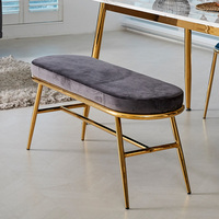 Chaises de salle à manger modernes de luxe pour la maison, meubles en acier avec revêtement en velours, chaises de bureau, banc avec revêtement en velours rose
