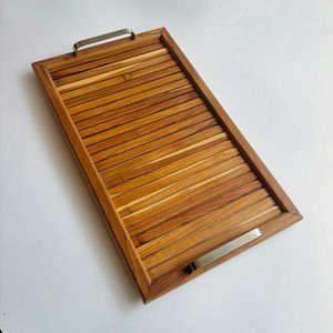 ถาดเสิร์ฟอาหารไม้ไผ่ทำมือสไตล์วินเทจพร้อมที่จับถาดไม้สำหรับใส่อาหารเช้า - Product Image 6