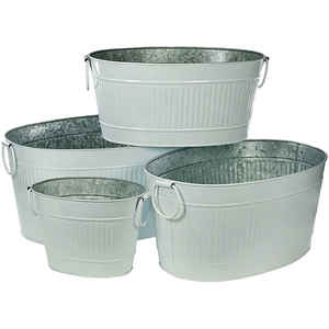 Jardinières de jardin en métal vieilli de style antique, style shabby chic, bac à fleurs ovale en fer, pot à fleurs en zinc industriel pour la décoration de la maison et du patio - Product Image 5