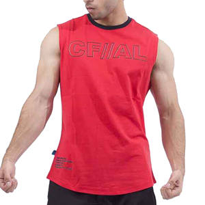 Débardeur en coton 230 GSM avec logo personnalisé pour hommes, sans manches, pour musculation et fitness - Product Image 3