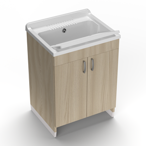 Mobile Bagno Classico Mongardi in Legno con Vasca in Resina, Forabile per Installazione Rubinetto, Resistente agli Acidi, 60L - Product Image 1