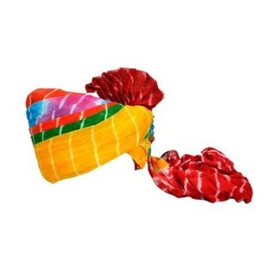 Rajasthani ผ้าคอตตอนแท้ผ้าฝ้ายแบบดั้งเดิม leheriya Sawa ผ้าโพกหัว pagdi สำหรับงานแต่งงานและวันครบรอบเครื่องประดับชุดประจำชาติของผู้ชาย - Product Image 1