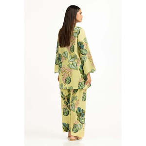 Conjunto de 2 Piezas Casual para Mujer, Estampado en Cambray Amarillo, Talla XS/XS, Largo por Encima de la Rodilla, para Primavera/Verano - Product Image 3