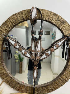 Ensemble de sellerie western en cuir véritable pour l'équitation, léger, avec têtière, collier de poitrage et fermeture à boucle, personnalisable - Product Image 2