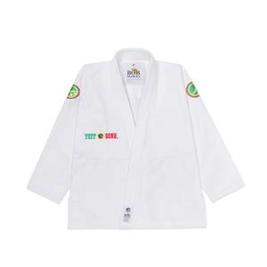 White Pearl Weave & <b>Gold</b> Weave Jiu Jitsu Gi (Polyester/Cotton) BJJ Kimono for Adult Martial Arts - Product Image 1
