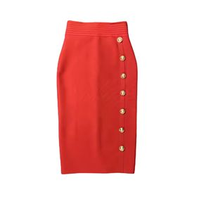 Falda Midi de talla grande para mujer con botones cubiertos a la moda Falda Midi de Talla Grande para mujer - Product Image 4