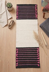 DignityArtHandicraft Contemporary Handmade Chenille <b>Rug</b> Rectangle Black Pink White Home Decor - Product Image 3