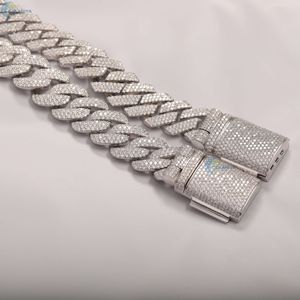 Collier pour hommes en argent sterling 925 18MM chaîne à maillons cubains glacés chaîne de style Hip Hop Moissanite incolore - Product Image 3