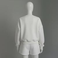 Ensemble de survêtement décontracté pour femme Spring Lady, sweat-shirt à col rond classique, short en molleton 100% coton, ensemble court 2 pièces, vêtements de détente pour femme