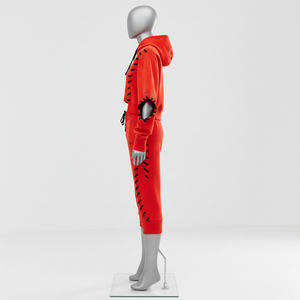 Invierno venta al por mayor mujer 2 piezas conjunto Streetwear mujeres chándales algodón polar personalizado con capucha algodón chándal - Product Image 3