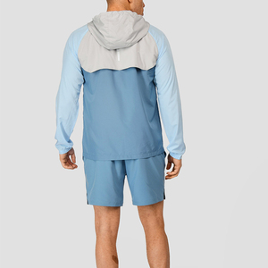 Nouvelle conception, fabricant personnalisé, 100% polyester tissé, gris fumé clair, bleu acier, coupe-vent léger pour homme - Product Image 4