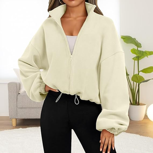 Sweat zippé pour femme sans capuche doublure polaire vestes zippées, sweat à capuche confortable sweat zippé pour femmes filles - Product Image 2