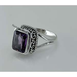 Bague en argent sterling 925 faite à la main, style bohème, pour femme, avec pierre de naissance d'octobre, améthyste violette, pour les anniversaires de février - Product Image 4