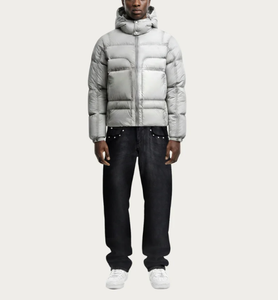 Chaqueta Acolchada Gris Claro para Hombre, con Capucha, Abrigo de Invierno Cálido, Chaqueta Casual para Exteriores, Prenda Exterior Acolchada, Chaqueta Elegante y a la Moda - Product Image 3