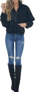 Veste d'hiver en fausse fourrure pour femmes fermeture à glissière décontracté revers manches longues respirant solide motif manteaux méthode de tissage non tissé - Product Image 5