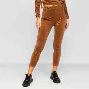 ชุดเสื้อผ้าสองชิ้นแบบลำลองระบายอากาศได้ดีชุดครอปท็อปและกางเกงผ้าฝ้าย100% มีฮู้ดสีทึบ - Product Image 3