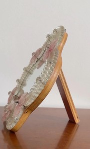 Miroir floral en verre de Murano vintage, fleurs roses, art mural vénitien - Product Image 2