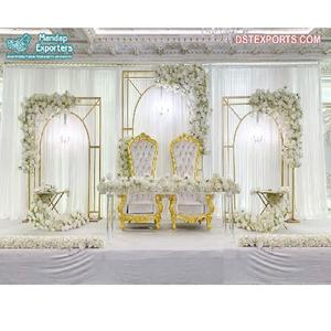 Astonishing Anniversary <b>Party</b> Function Stage Metal Arches Asian Engagement Stage Metal Frames English Wedding Decor <b>Backdrop</b> Set - Product Image 1