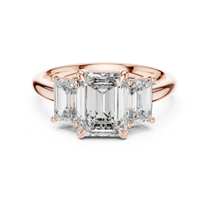 Anillo Solitario de Diamante Cultivado en Laboratorio con Corte Esmeralda en Oro Rosa de 14K |   Anillo de Compromiso |   Diamante Cultivado Nuevo - Product Image 1
