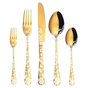 Robusto Fabricante Mayorista en India, cubiertos lisos chapados en oro, cuchara, cuchillo, tenedor, juego de cubiertos para cena y fiesta - Product Image 2