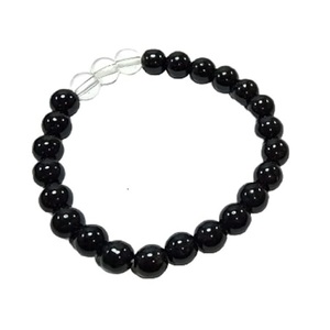 Crystal <b>bracelet</b> <b>Black</b> Obsidian & Clear crystal Round Beads <b>Bracelet</b> 8mm Stone Gemstone Fashion Men and <b>Women</b> Gift Energy - Product Image 1