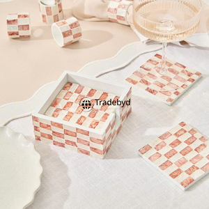 ที่รองแก้วแบบฝังไม้ถูพื้นทำด้วยมือแบบมีสไตล์หรูหราตกแต่งโต๊ะสำหรับกาแฟและรับประทานอาหาร - Product Image 1