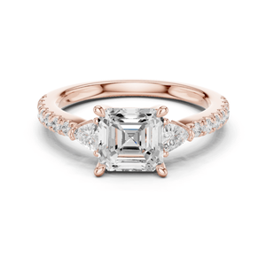 Anillo de Compromiso con Diamante Corte Princesa y Diamantes Laterales Cónicos |   Anillo de Joyería Fina de Lujo para Mujer - Product Image 1