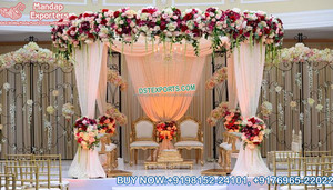 Décoration de mariage moderne, Mandap/Chuppah en métal, dernier modèle de Mandap rond en métal pour mariage, décoration de mariage anglaise, Mandap en métal CALIGFORNIA - Product Image 3