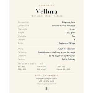 พรมโพลีโพรพิลีนแบบซักได้สำหรับขายส่ง รุ่น VELLURA VE006 สีน้ำตาล ผลิตด้วยเครื่องจักรแบบตุรกี สำหรับห้องนั่งเล่น โรงแรม และโครงการต่างๆ - Product Image 4