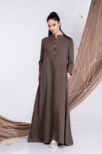 Vente en gros Abaya de luxe en satin pour femmes petite vêtements islamiques manches à volants inspiré de la soie traditionnelle musulmane de Turquie - Product Image 5