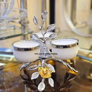 Nickle Plated Aluminum Metal <b>Serving</b> <b>Bowl</b> With Japanese Texture Work Dry Fruit <b>Serving</b> <b>Bowl</b> Pairs of Four - Product Image 4