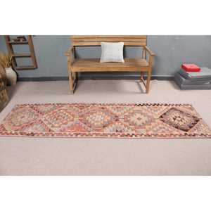Turkish Vintage Rug 2.4x8.4 ft, <b>Red</b> Patchwork Rug - Product Image 2