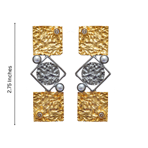 Pendientes de Latón con Perlas y Diamantes, Estilo Martillado Dorado, para Fiestas, Bodas, Regalos, Joyería para Mujeres y Niñas, Venta al por Mayor - Product Image 3