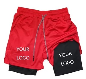 Pantalones cortos deportivos de verano para hombre, pantalones cortos para correr de malla de Algodón 100% con logotipo personalizado, Color sólido, ajuste holgado, cordón deportivo - Product Image 3