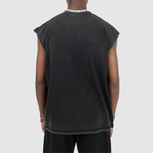 Vente d'été chaude hommes chemise sans manches gilet Vintage lavé 100% coton personnalisable blanc débardeurs séchage rapide Streetwear Fitness - Product Image 2