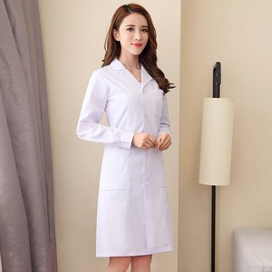 Bata de laboratorio a la moda para mujer, vestido de médico y enfermera de manga corta, uniformes médicos de manga larga, chaqueta blanca, cinturón de cintura - Product Image 4