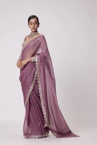 ชุดส่าหรีดีไซน์ใหม่ล่าสุดผ้าจอร์เจียแท้สไตล์อินเดียสำหรับสุภาพสตรีดีไซน์ใหม่ล่าสุด - Product Image 3