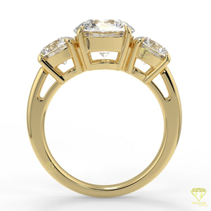 Bague de mariage élégante en moissanite 3 pierres pour femme Bijoux de mariée avec accents de diamant Plaqué rhodium pour fiançailles - Product Image 2