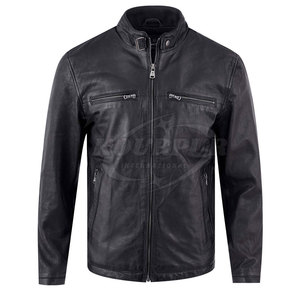 Veste d'hiver personnalisée pour homme en cuir de vache 100 %, col montant, haute qualité, écologique, coupe-vent, options de couleurs personnalisées - Product Image 1