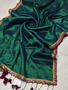 Sari Ligero de Algodón Tejido para Niñas, Ecológico, de Secado Rápido, con Encaje Completo, Liso Teñido, Versátil, Calidad Garantizada - Product Image 5