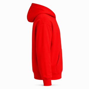 Premium Bright <b>Red</b> Stringless Pullover <b>Hoodie</b> Heavyweight Regular Fit <b>Men</b> Unisex Cotton Fleece Drop Shoulder Kangaroo Pocket - Product Image 6