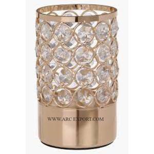 Portavelas votivo decorativo de forma redonda de Metal pulido de cobre, diseño atractivo, votivos metálicos de gran tamaño - Product Image 1