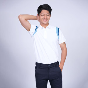 เสื้อโปโลแขนสั้นสำหรับผู้ชายเสื้อโปโลสำหรับเล่นกอล์ฟผ้าสแปนเด็กซ์โพลีเอสเตอร์กระดุมหน้า - Product Image 1