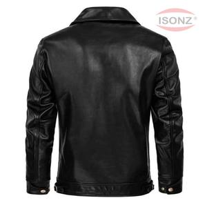 Chaqueta de moda de cuero de estilo ajustado de cuero negro de lujo atractivo Chaquetas de cuero de cordero - Product Image 2