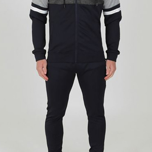 Ensembles de jogging de gym unisexe personnalisés de haute qualité Pantalon de veste en nylon zippé pour homme avec survêtements à col à capuche avec logo imprimé - Product Image 3