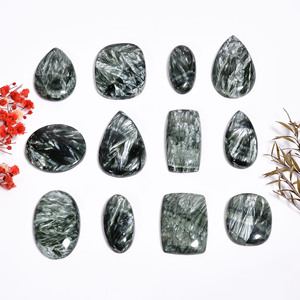Cabochons de pierres précieuses en quartz séraphinite 100 % naturels, formes variées, haute qualité, tailles personnalisables, vente en gros pour la fabrication de bijoux - Product Image 5
